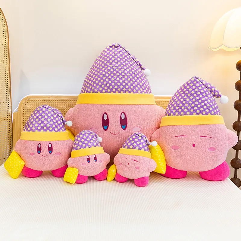 Sleeping Kirby Plush Toy – Adorable Nightcap Stuffed Doll, Soft Huggable Cuddle Pillow & Cute Room Decor Gift for Nintendo Fans